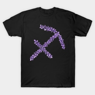 Hand Drawn Lavender Sagittarius Zodiac Sign in Watercolor and Ink T-Shirt